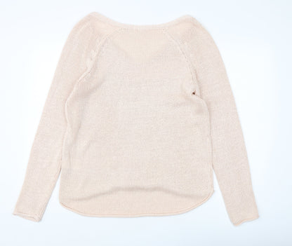 Basic Women's Beige V-Neck Pullover Jumper Size 12