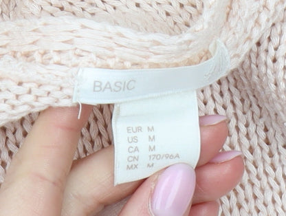 Basic Women's Beige V-Neck Pullover Jumper Size 12