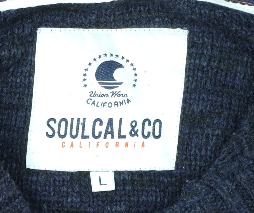 SoulCal & Co Men's Black L Hooded Henley Jumper