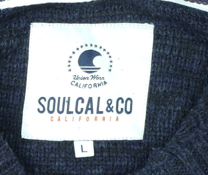 SoulCal & Co Men's Black L Hooded Henley Jumper