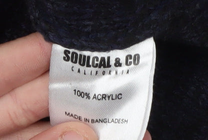 SoulCal & Co Men's Black L Hooded Henley Jumper