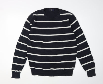 Marks and Spencer Men's Navy Striped Medium Pullover Jumper