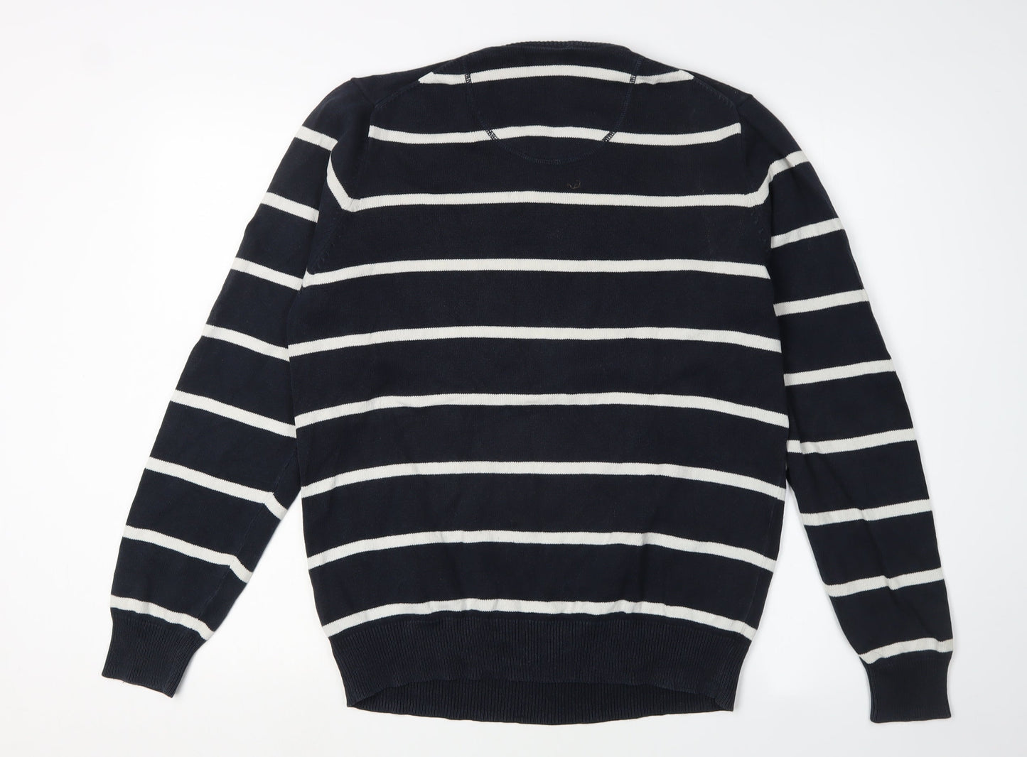 Marks and Spencer Men's Navy Striped Medium Pullover Jumper