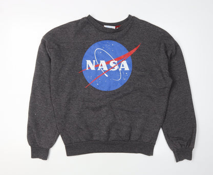 NASA Unisex Grey Logo Graphic Sweatshirt, Size 8, Pullover