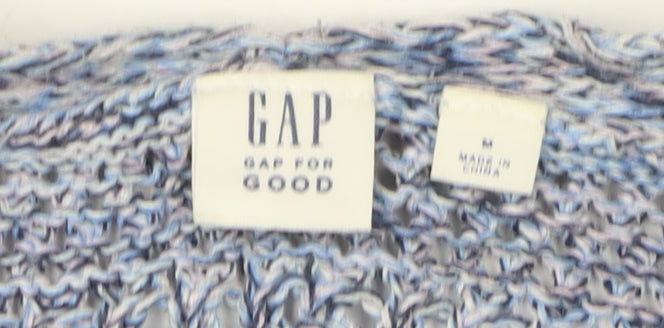 GAP Women's Blue Knit Open-Knit Cardigan M