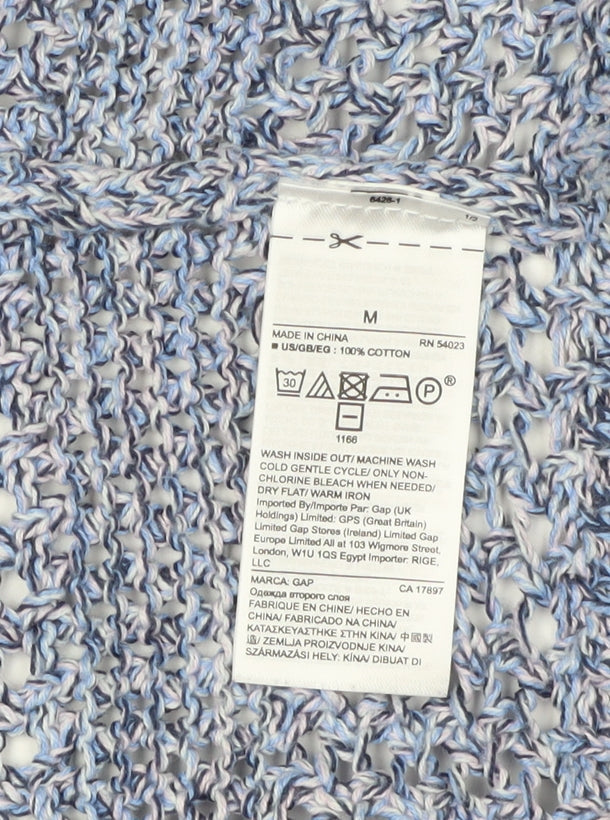 GAP Women's Blue Knit Open-Knit Cardigan M