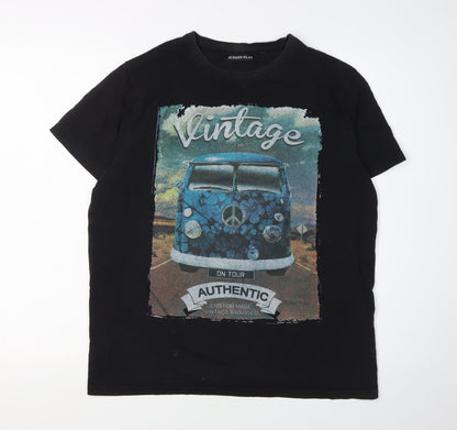 Screen Play Men's Black Vintage Car T-Shirt M