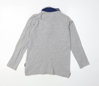 Ben Sherman Boys Grey Polo Long Sleeve 10-11 Years Logo Cotton