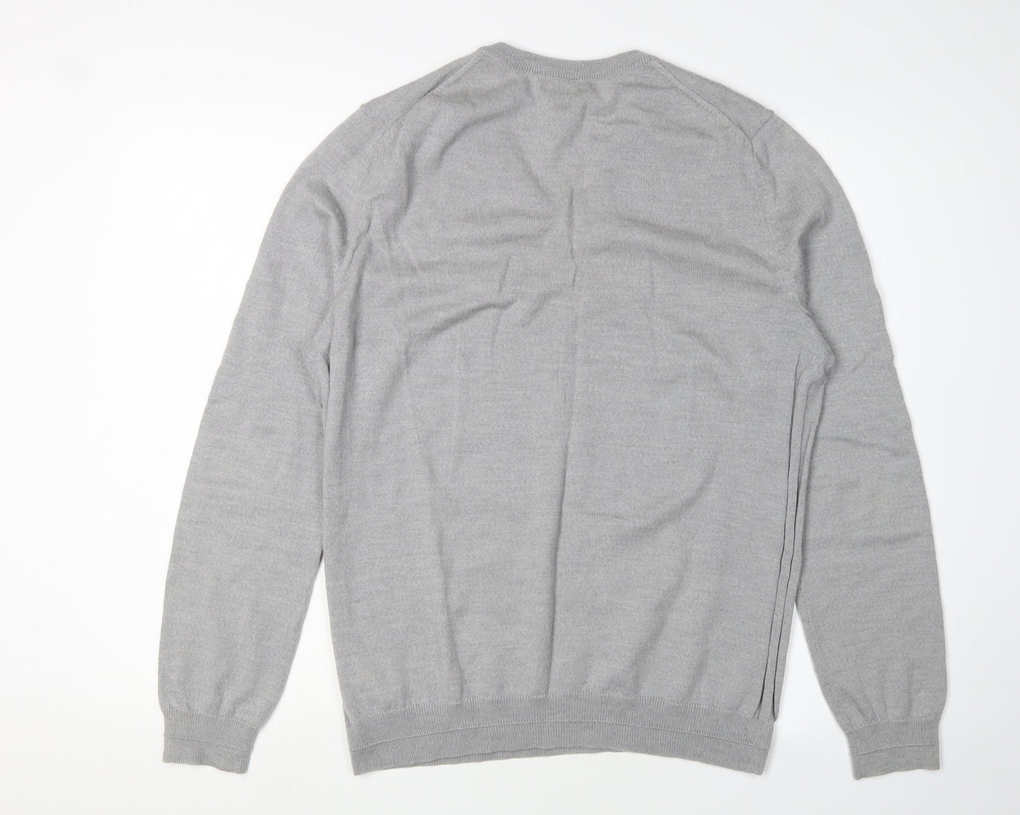 Gap Men's Grey Wool V-Neck Pullover Jumper M