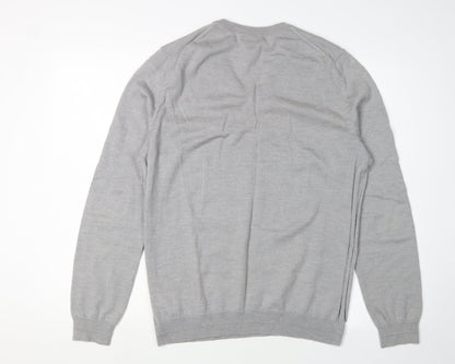 Gap Men's Grey Wool V-Neck Pullover Jumper M