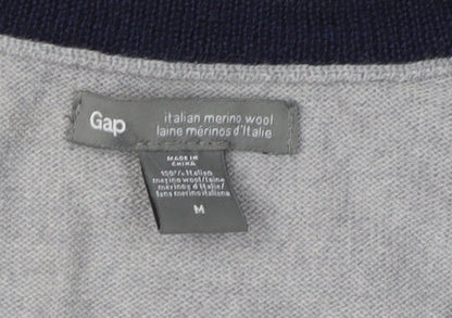 Gap Men's Grey Wool V-Neck Pullover Jumper M