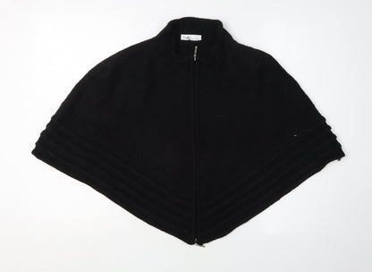 Meiv Women's Black Cape Knit Jumper, Size M, Full Zip
