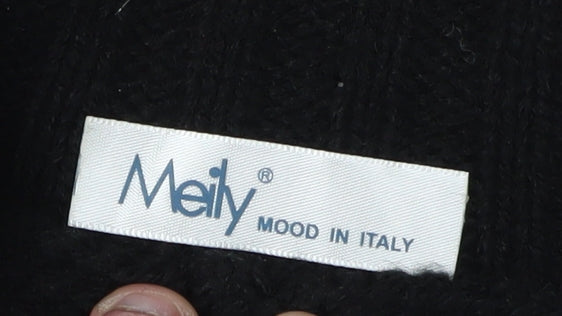 Meiv Women's Black Cape Knit Jumper, Size M, Full Zip