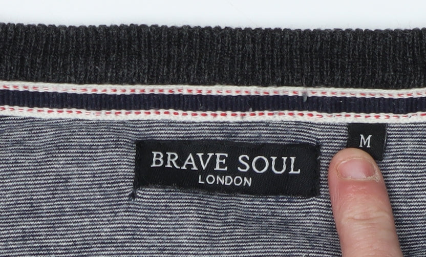 Brave Soul Men's Black Medium Pullover Jumper