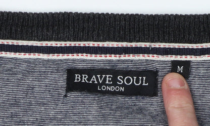 Brave Soul Men's Black Medium Pullover Jumper