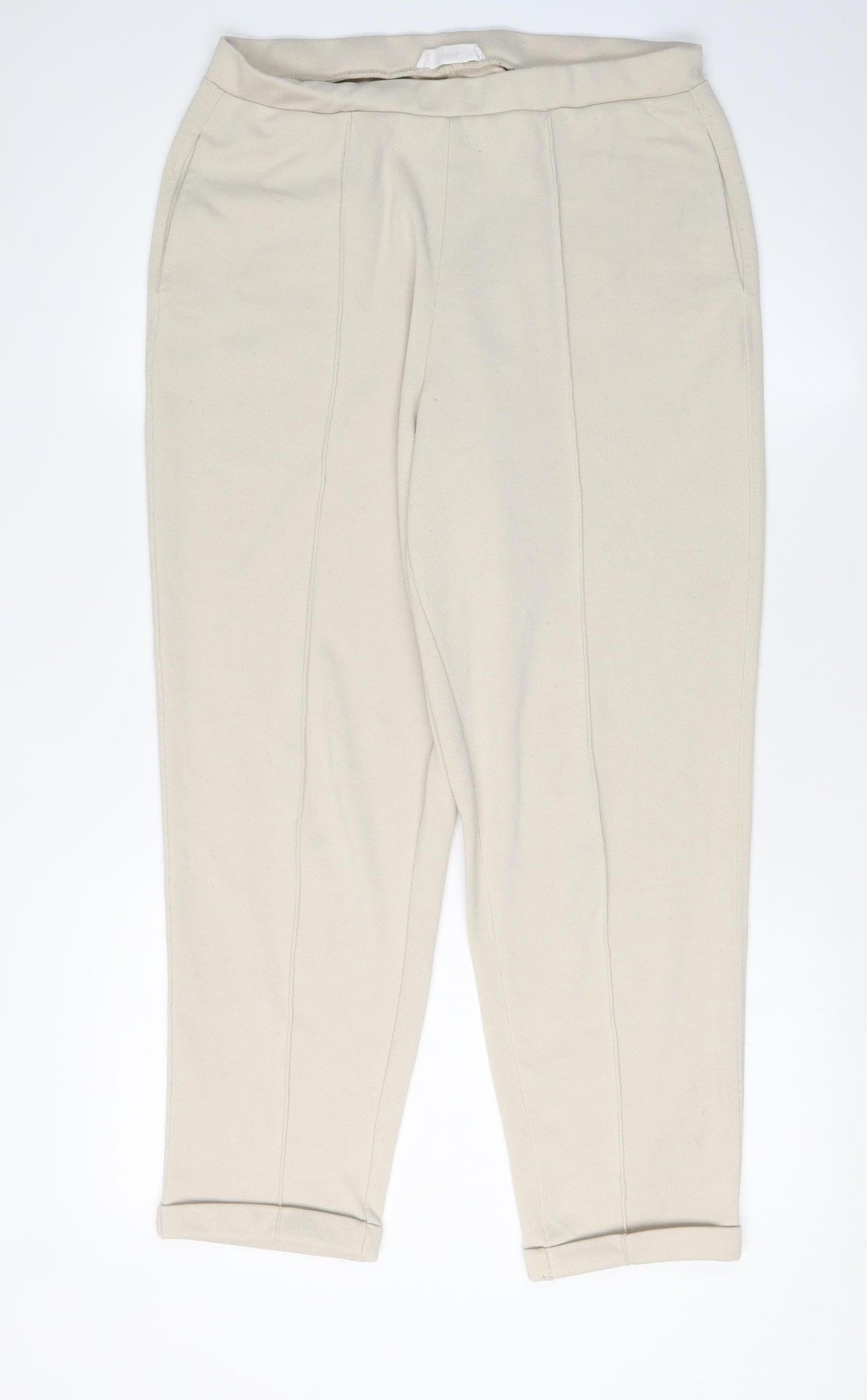 MNG Women's Beige Cropped Trousers, Size L