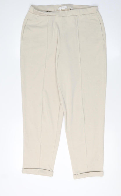 MNG Women's Beige Cropped Trousers, Size L