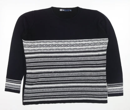 Isle Women's Black Pullover Jumper, Size L, Geometric