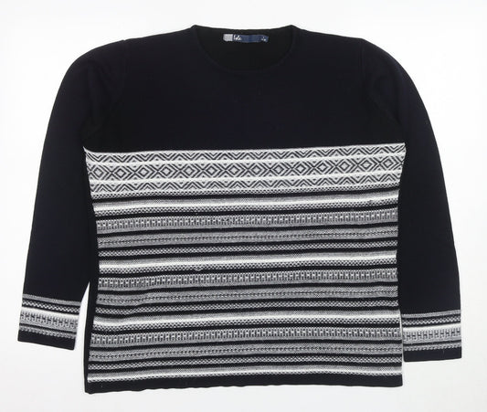 Isle Women's Black Pullover Jumper, Size L, Geometric