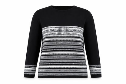 Isle Women's Black Pullover Jumper, Size L, Geometric
