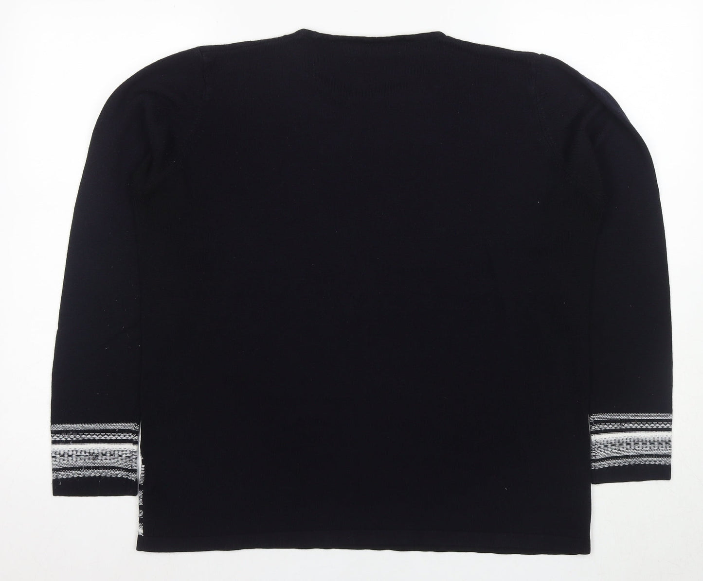 Isle Women's Black Pullover Jumper, Size L, Geometric