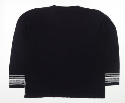 Isle Women's Black Pullover Jumper, Size L, Geometric