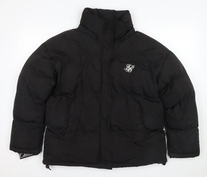 SikSilk Women’s Black Puffer Jacket Size 12 Hooded Winter