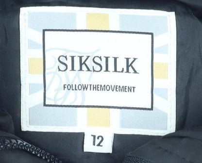 SikSilk Women’s Black Puffer Jacket Size 12 Hooded Winter