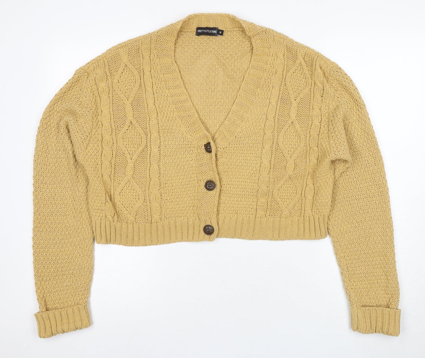 Womens UK Size M PRETTYLITTLETHING Beige Cardigan Jumper