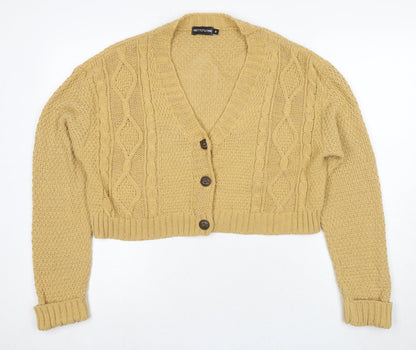 Womens UK Size M PRETTYLITTLETHING Beige Cardigan Jumper