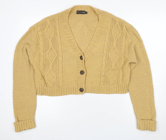 Womens UK Size M PRETTYLITTLETHING Beige Cardigan Jumper