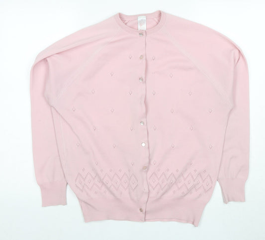 Littlewoods Women's Pink Cardigan, Size 14, Geometric Knit
