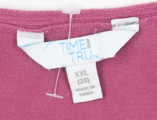 Time and Tru Women's Pink Cardigan, Size 20, V-Neck