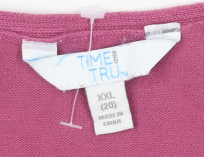 Time and Tru Women's Pink Cardigan, Size 20, V-Neck