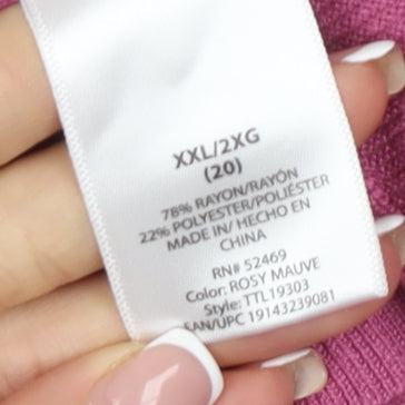 Time and Tru Women's Pink Cardigan, Size 20, V-Neck