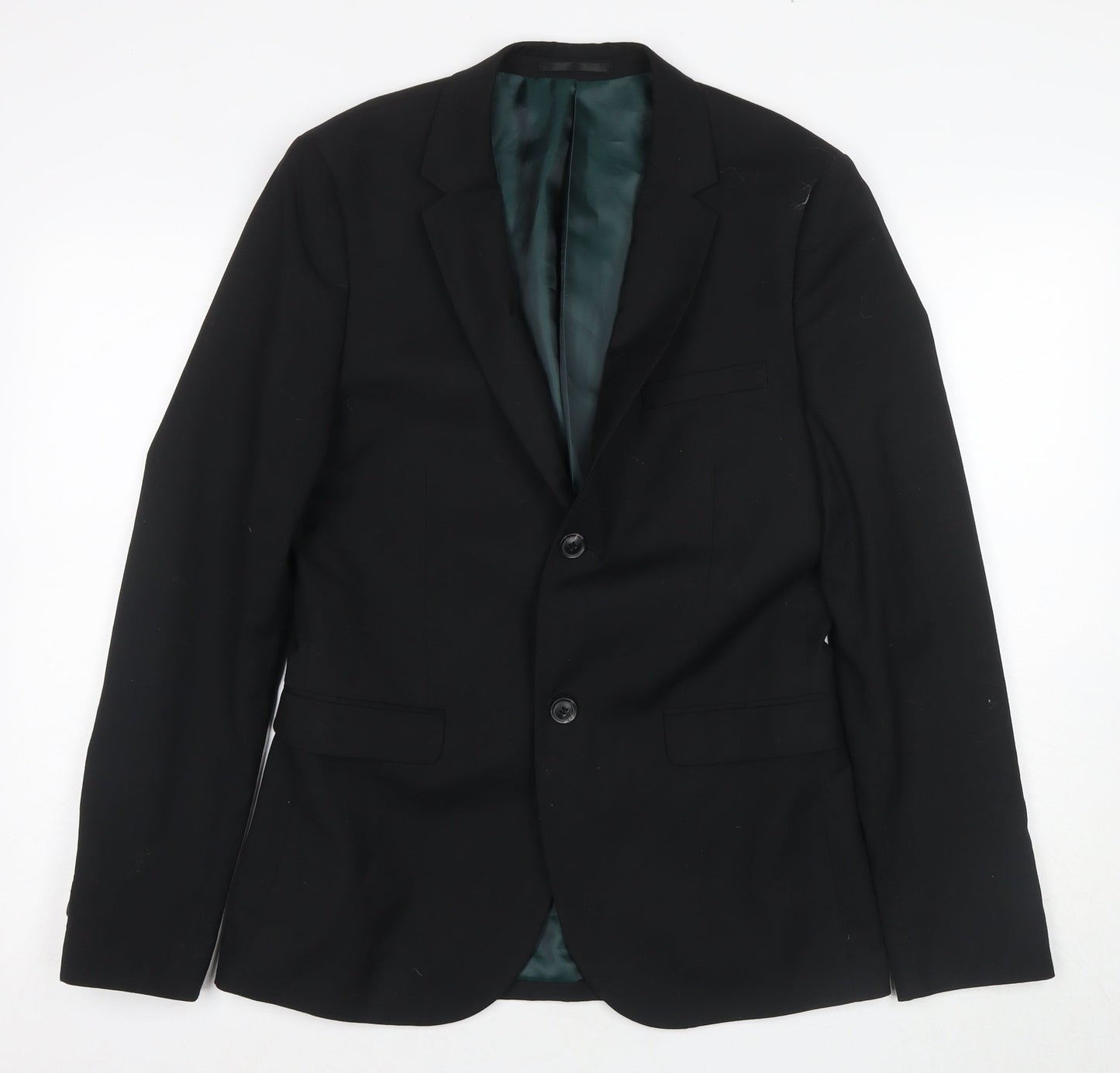 Mens UK Size 38 Topman Regular Black Suit Jacket