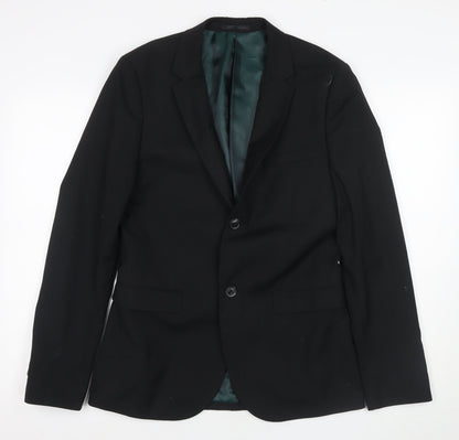 Mens UK Size 38 Topman Regular Black Suit Jacket