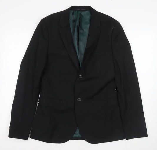 Mens UK Size 38 Topman Regular Black Suit Jacket