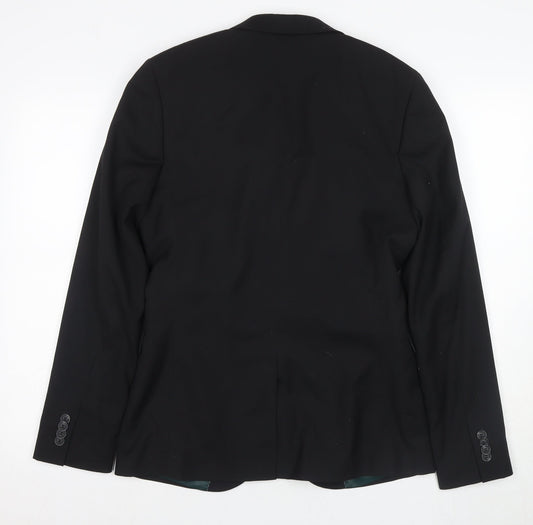 Mens UK Size 38 Topman Regular Black Suit Jacket