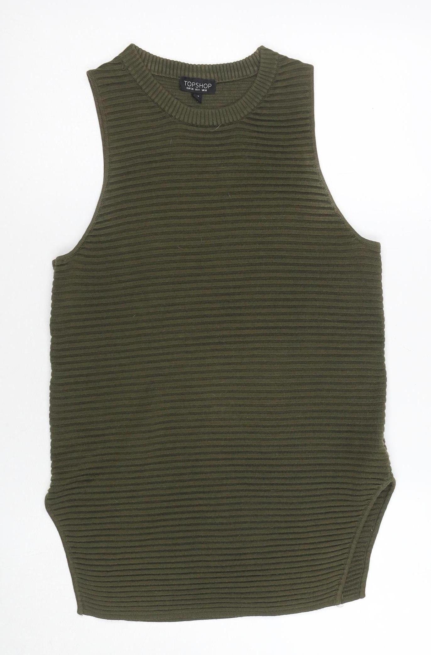 Womens UK Size 8 Topshop Green Vest Jumper