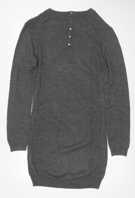 Warehouse Women's Grey Wool Jumper Dress Size 8