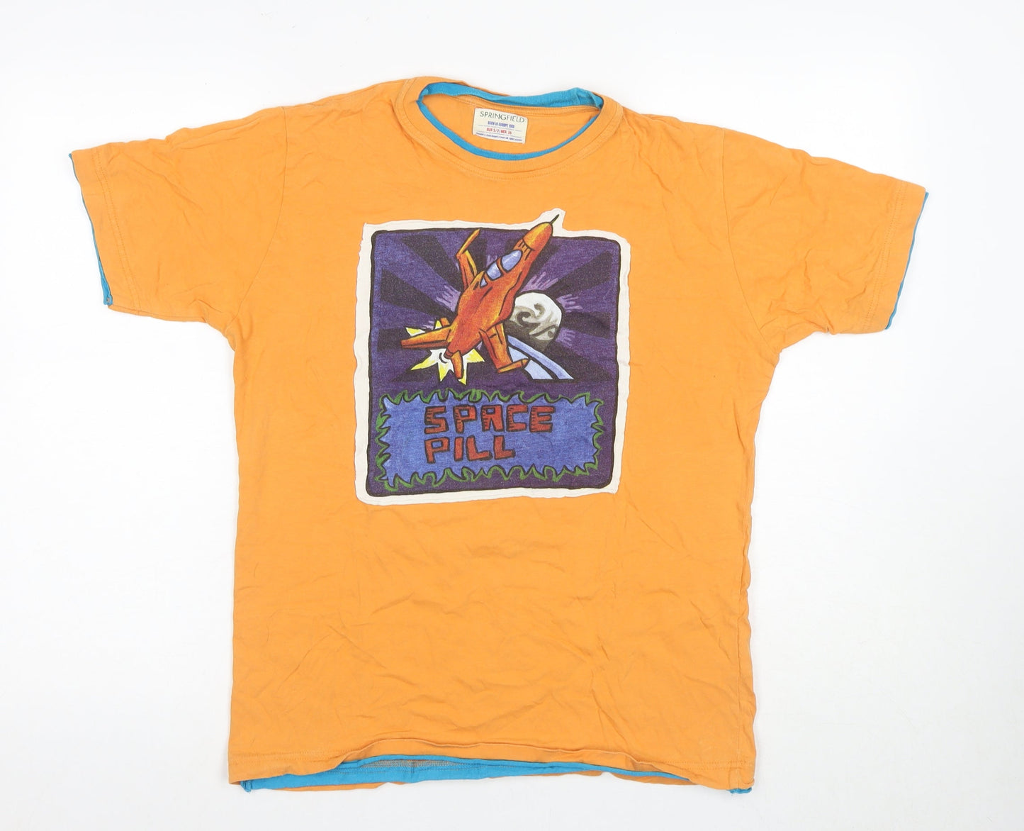 Springfield Men's Orange Space Graphic T-Shirt - Size 8