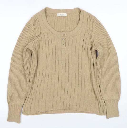 Womens UK Size M Per Una Beige Henley Jumper