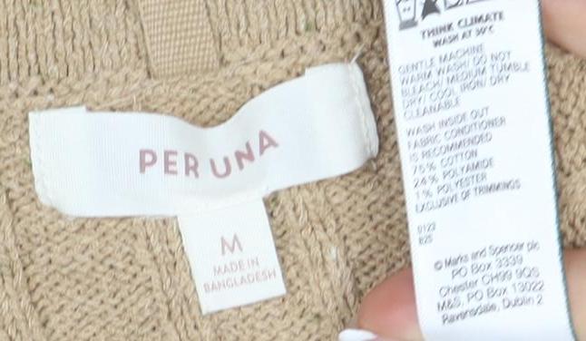 Womens UK Size M Per Una Beige Henley Jumper
