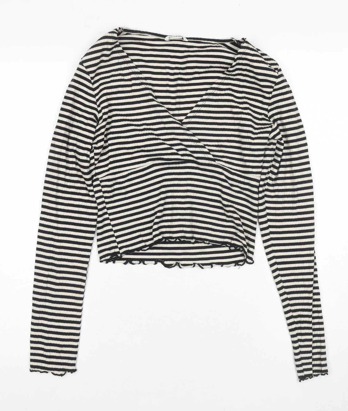Womens UK Size S Monki Black Wrap Blouse