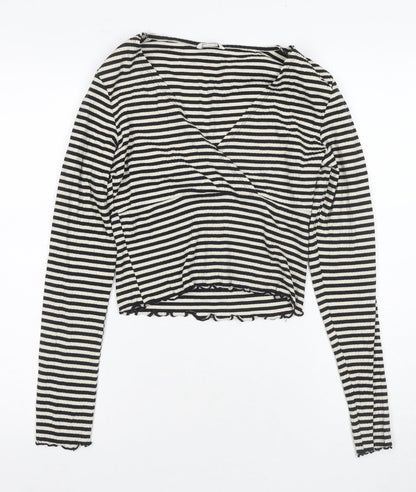 Womens UK Size S Monki Black Wrap Blouse