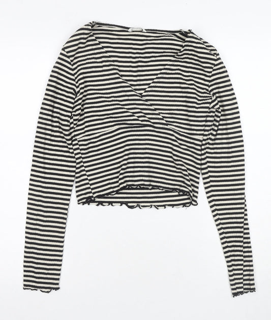 Womens UK Size S Monki Black Wrap Blouse