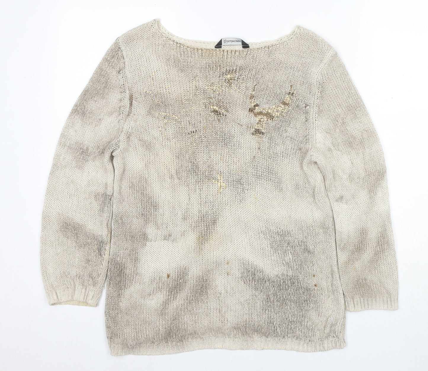 Kaleidoscope Women's Beige Knit Jumper Size 12