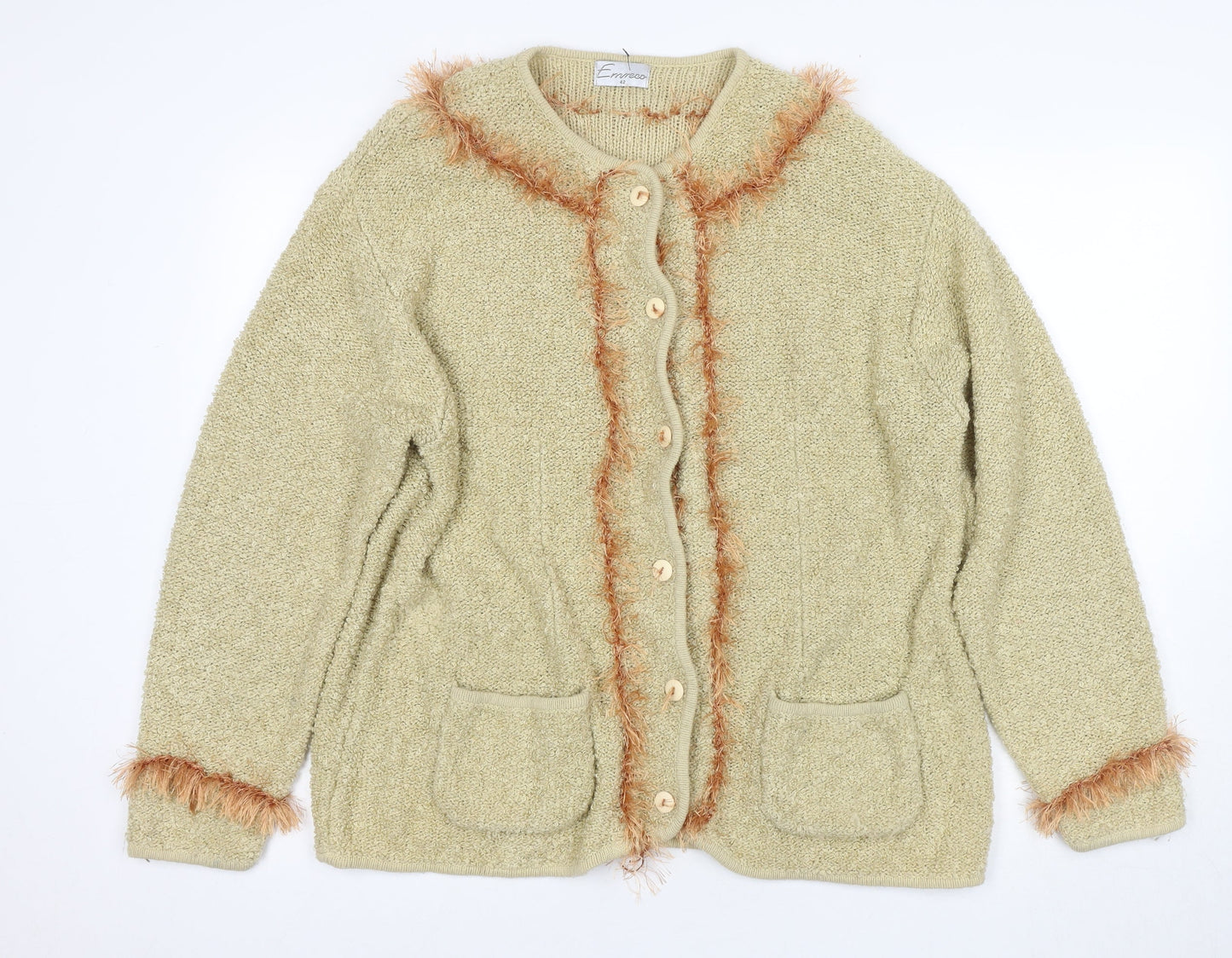 Womens UK Size 14 Emreco Beige Cardigan Jumper