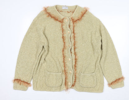 Womens UK Size 14 Emreco Beige Cardigan Jumper